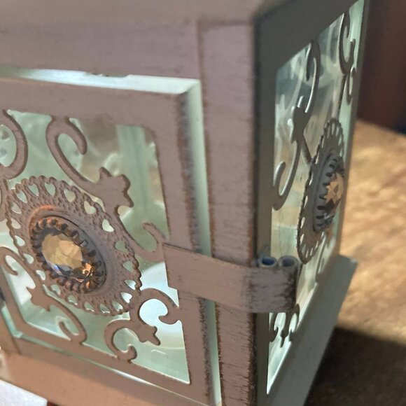 Pier 1 White Jeweled Mini Lantern, 8.5” H x 3.5” W - Picture 5 of 9